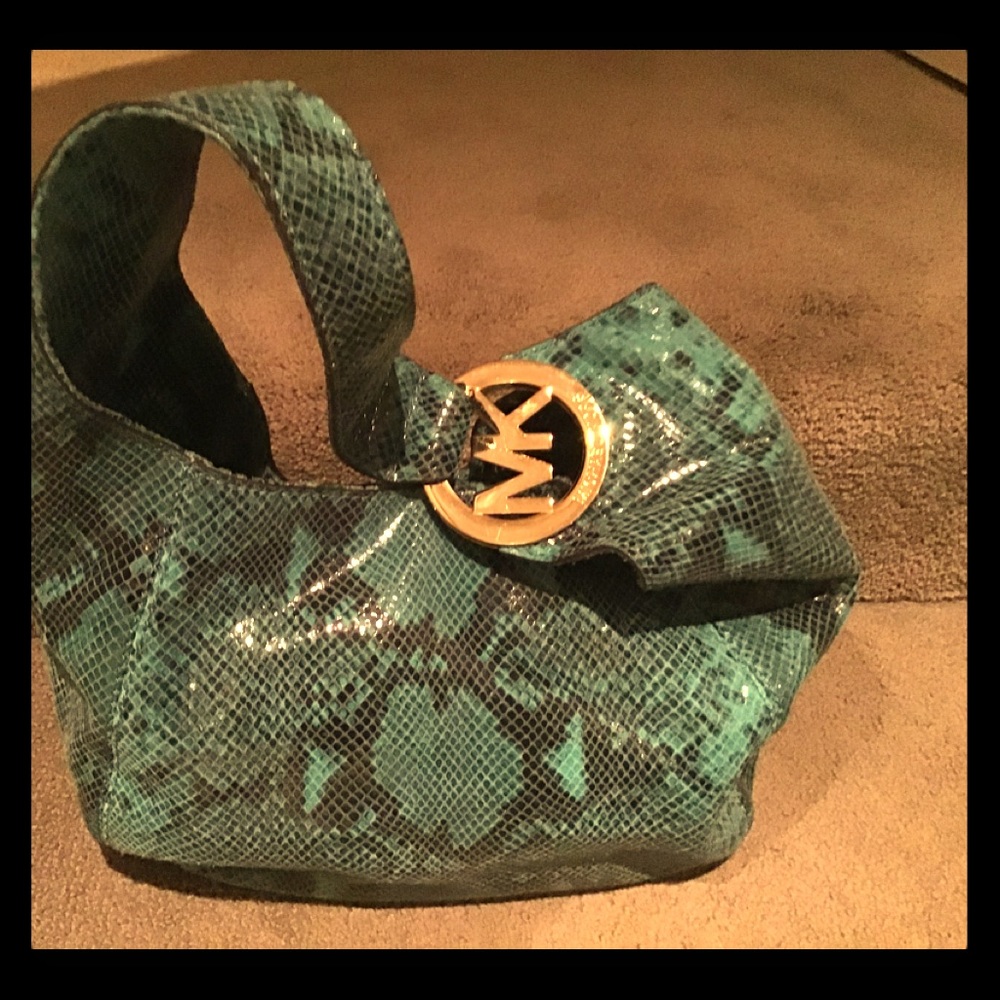 Michael Kors green snakeskin shoulder bag